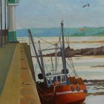 Peinture d'un bateau dans le port de Saint-Quay Portrieux