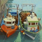 Bateaux à quai, 2014, Toile sur châssis, huile, 35 cm x 27 cm