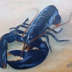 Homard sur sable, 2016, Toile sur châssis, huile, 41 cm x 33 cm